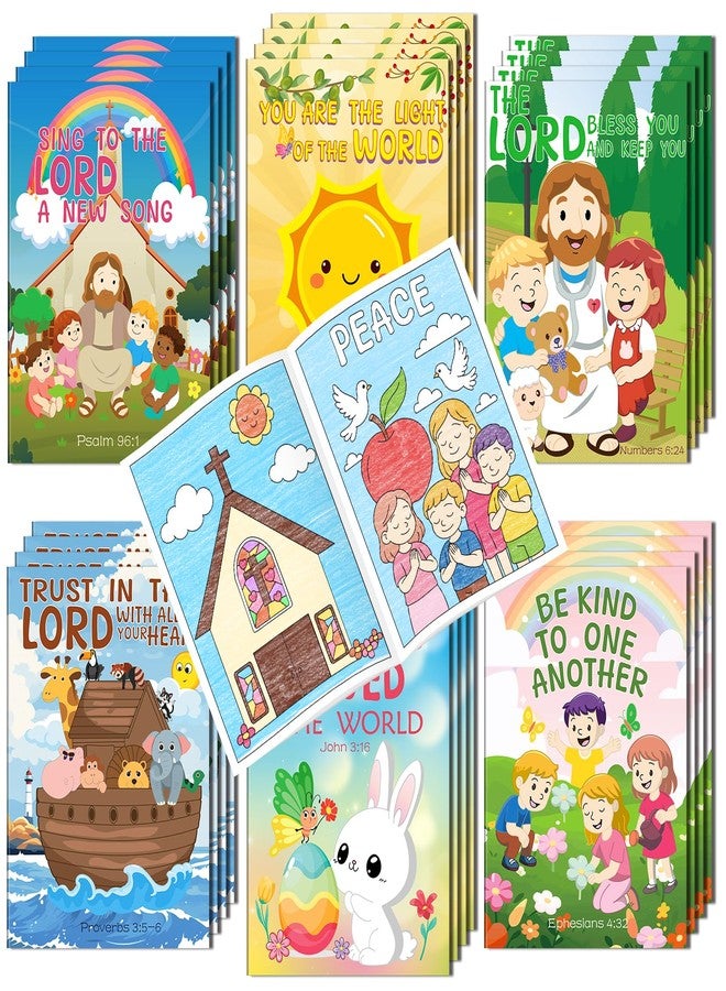 Kalysky 24Pcs Christian Bible Coloring Books for Kids, Mini Religious Jesus Stories Booklet Bulk, Easter DIY Art Drawing Book Activity Supplies for Church Sunday School Classroom Rewards Party Favors - Image 1